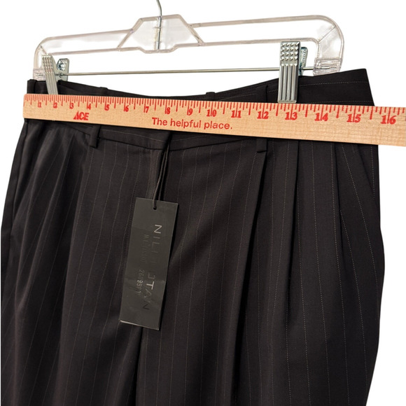 Nili Lotan 8 Virgin Wool $575 Pinstripe Montana Dress Pants Pleated Cropped NWT - Picture 6 of 11